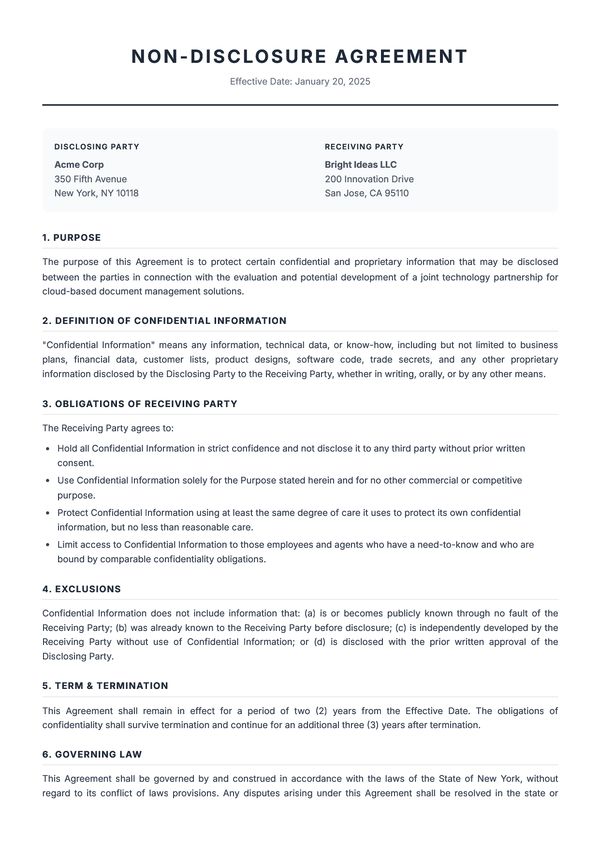Non-Disclosure Agreement